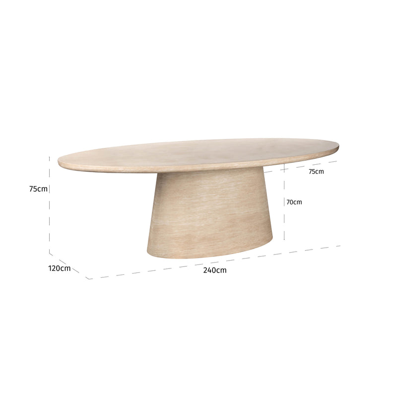 Esstisch Fictus 240 cm beige – Faux-Travertin-Optik, Eisengestell