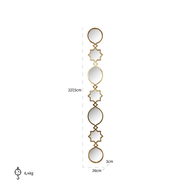 Spiegel Babice gold – schmaler Wandspiegel im edlen Rahmen, 227,5 cm