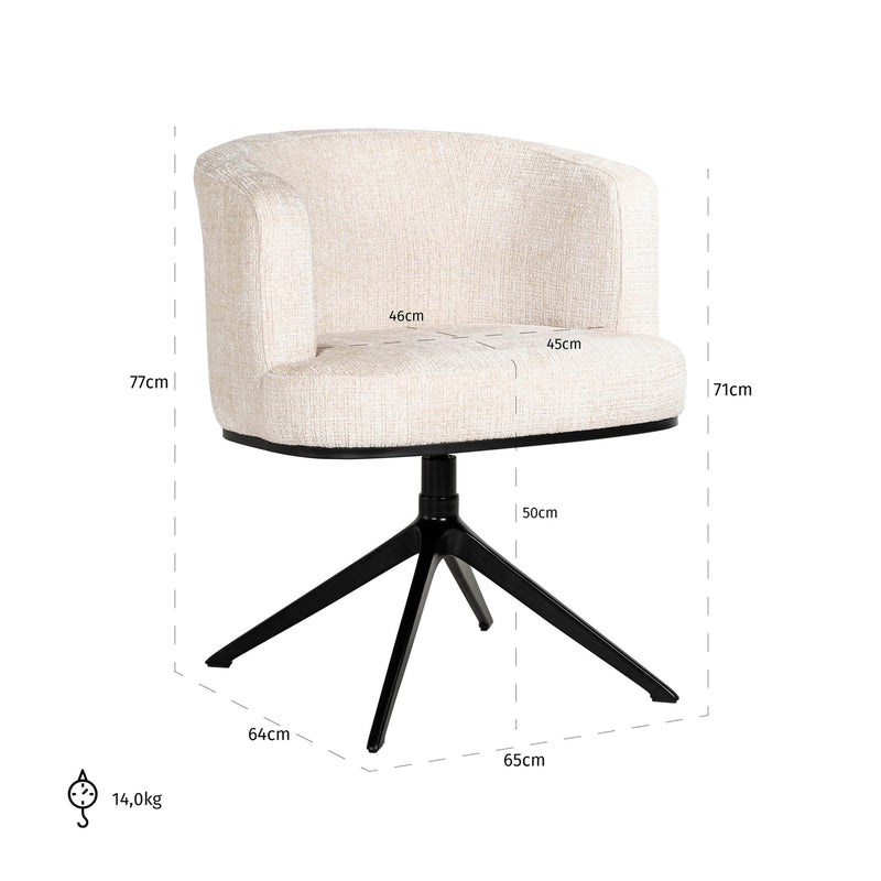 Esszimmerstuhl Cheyenne in Niagara Beige mit 360°-Drehfunktion
