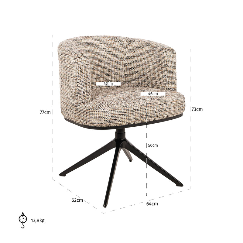 Esszimmerstuhl Cheyenne Drehstuhl Trendy Nature mit Aluminiumgestell