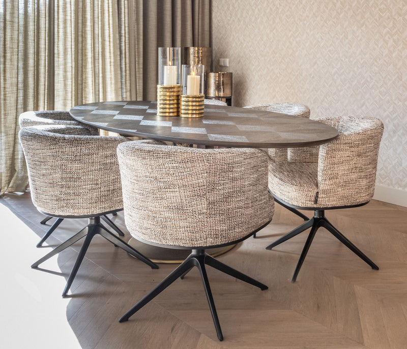 Esszimmerstuhl Cheyenne Drehstuhl Trendy Nature mit Aluminiumgestell