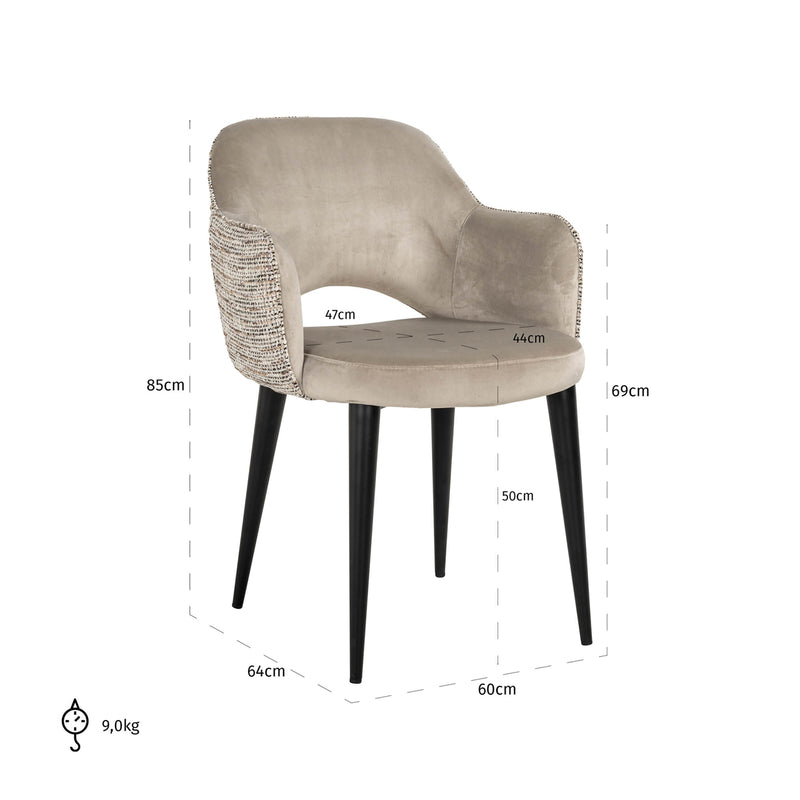 Esszimmerstuhl Giovanna Samtvelours trendy nature mit Metallgestell