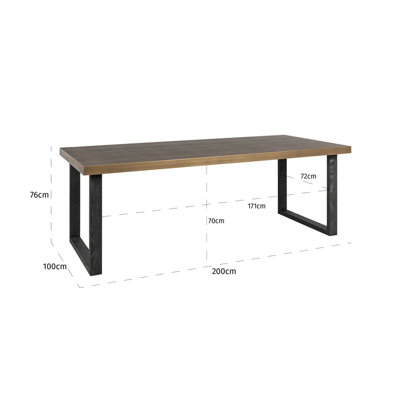 Esstisch Bloomville Brass Shagreen 200 cm mit Glasplatte, Richmond