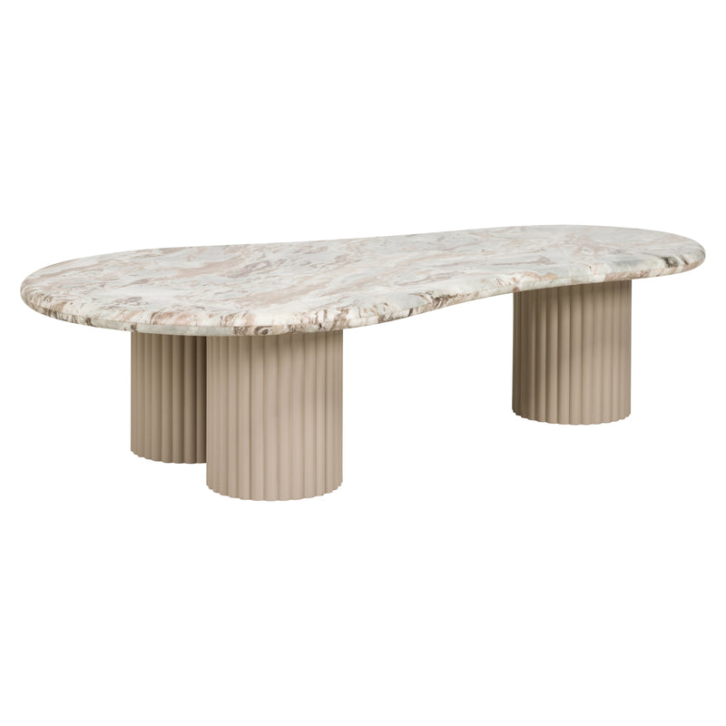 Couchtisch Coronel Blush beige mit Toronto-Marmorplatte, 150x80 cm