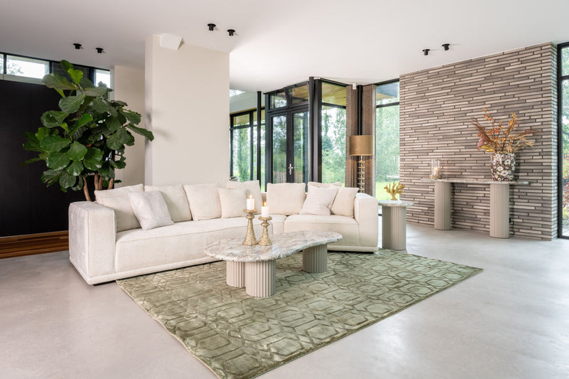 Couchtisch Coronel Blush beige mit Toronto-Marmorplatte, 150x80 cm