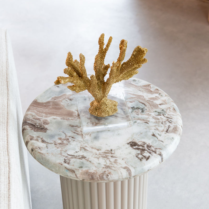 Beistelltisch Coronel in Blush Beige mit Toronto-Marmor – Richmond