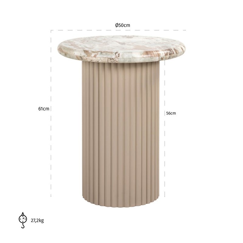 Beistelltisch Coronel in Blush Beige mit Toronto-Marmor – Richmond