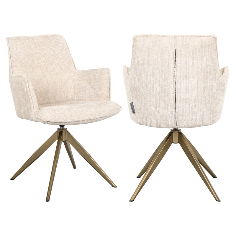 Esszimmerstuhl Dakota Niagara Beige mit Armlehne & Drehfunktion