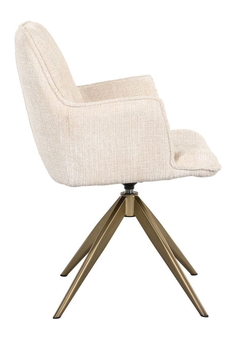 Esszimmerstuhl Dakota Niagara Beige mit Armlehne & Drehfunktion