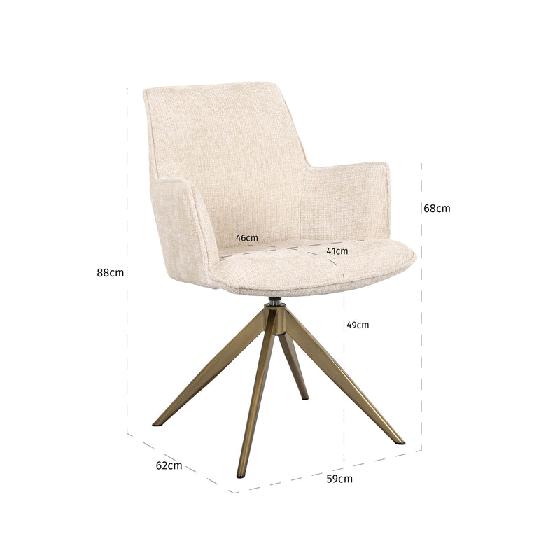 Esszimmerstuhl Dakota Niagara Beige mit Armlehne & Drehfunktion