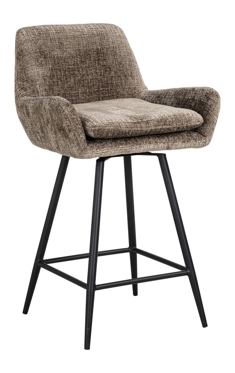 Barhocker Linsey Niagara Stone im 2er-Set, drehbar mit Chenille-Bezug
