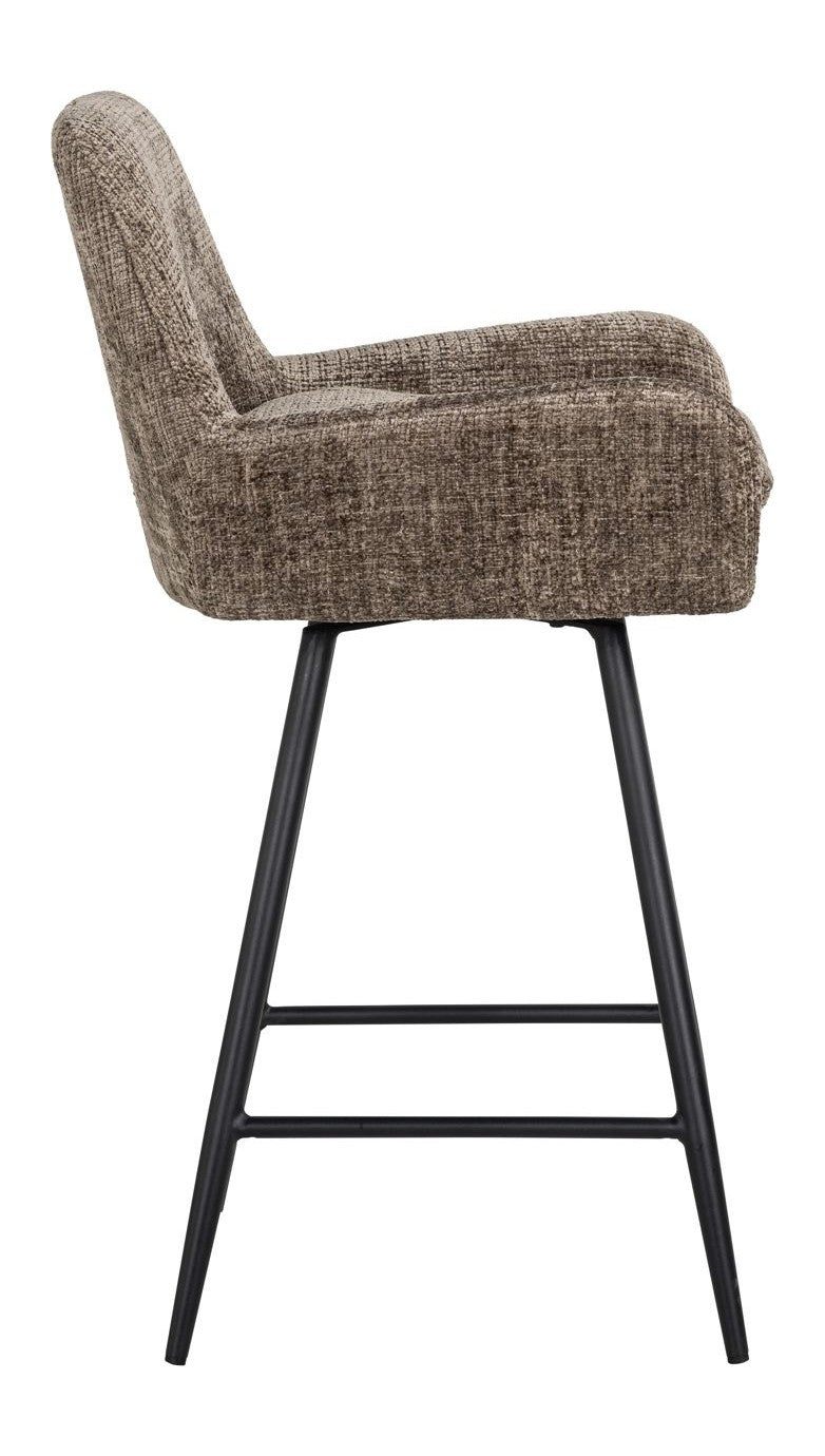 Barhocker Linsey Niagara Stone im 2er-Set, drehbar mit Chenille-Bezug