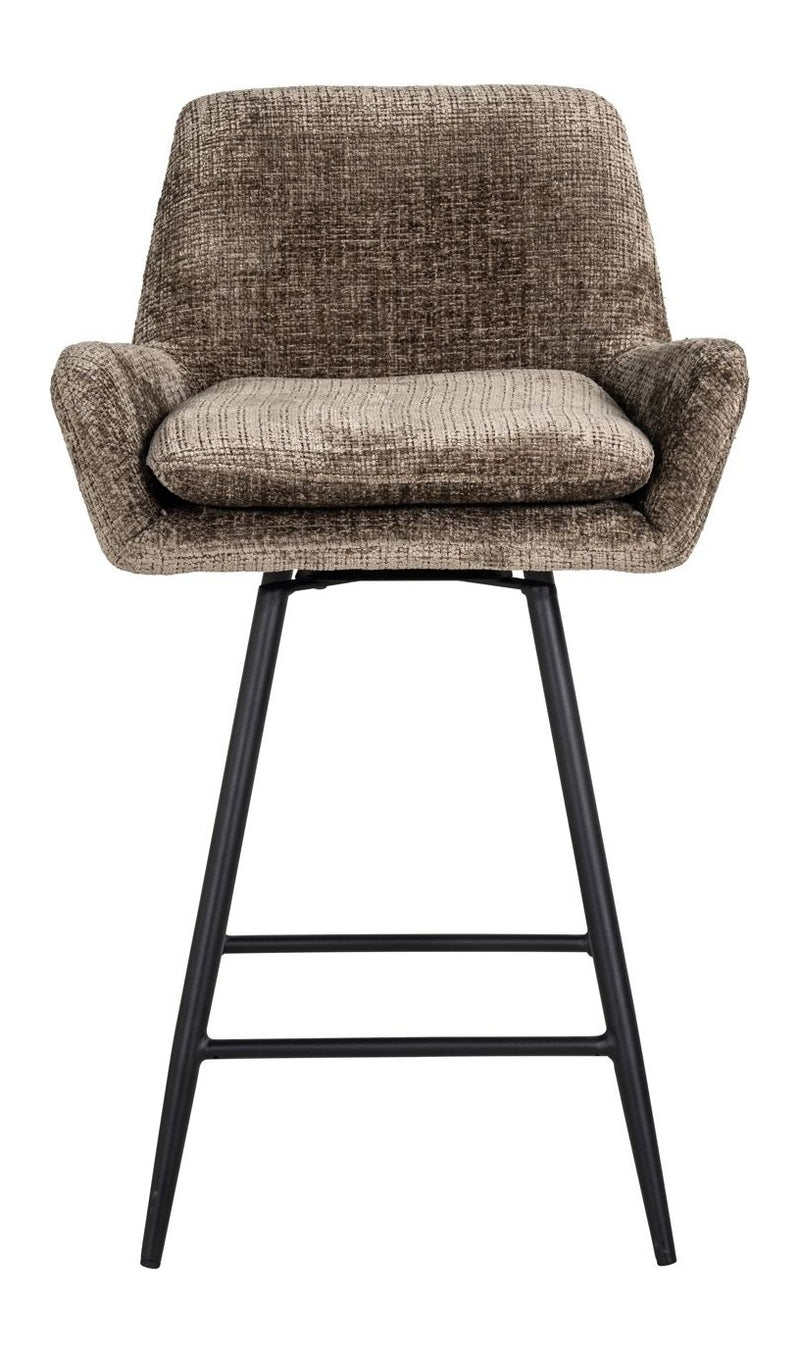 Barhocker Linsey Niagara Stone im 2er-Set, drehbar mit Chenille-Bezug