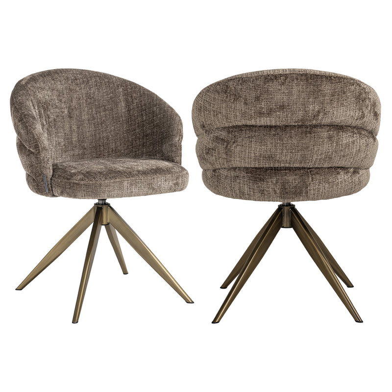 Esszimmerstuhl Zendaya Niagara Stone – Drehstuhl mit Chenille-Bezug