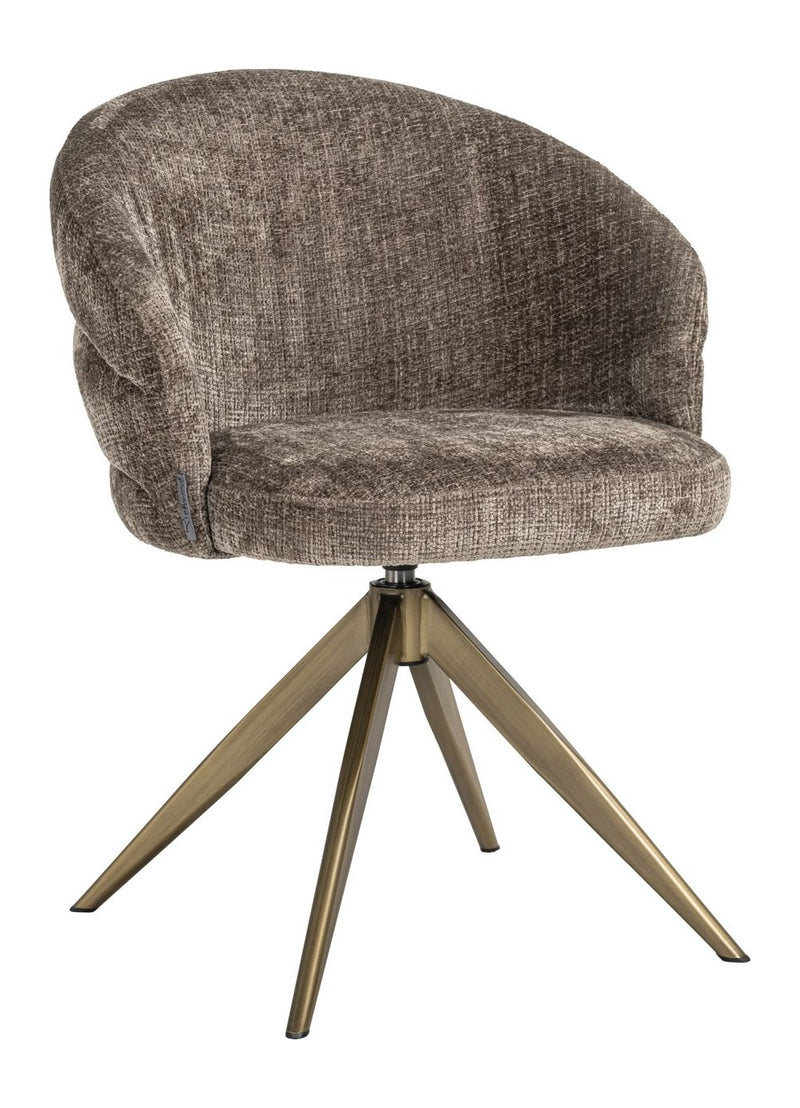 Esszimmerstuhl Zendaya Niagara Stone – Drehstuhl mit Chenille-Bezug