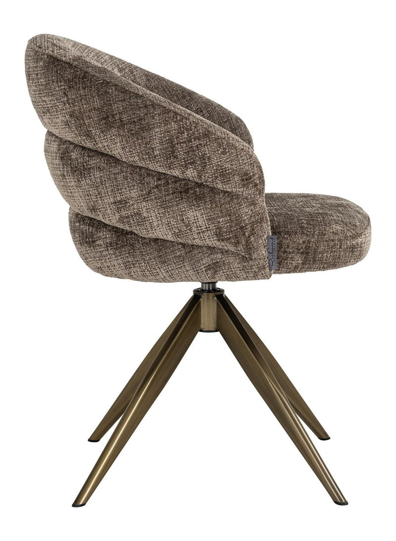 Esszimmerstuhl Zendaya Niagara Stone – Drehstuhl mit Chenille-Bezug