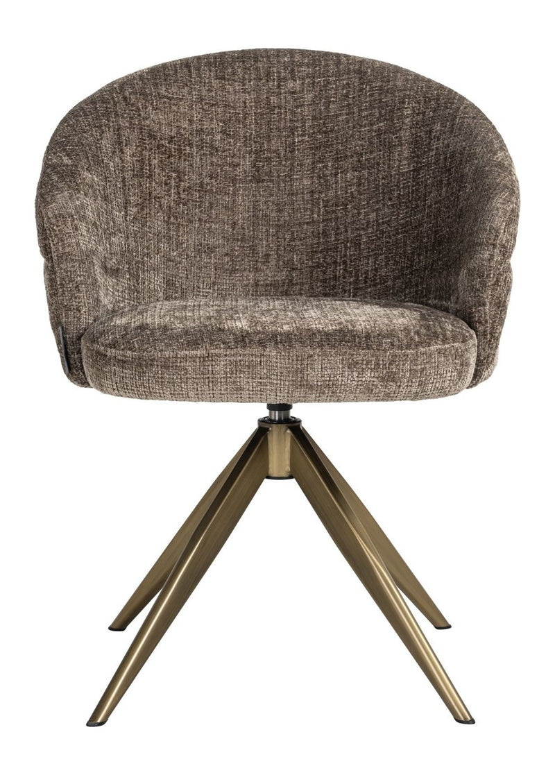 Esszimmerstuhl Zendaya Niagara Stone – Drehstuhl mit Chenille-Bezug