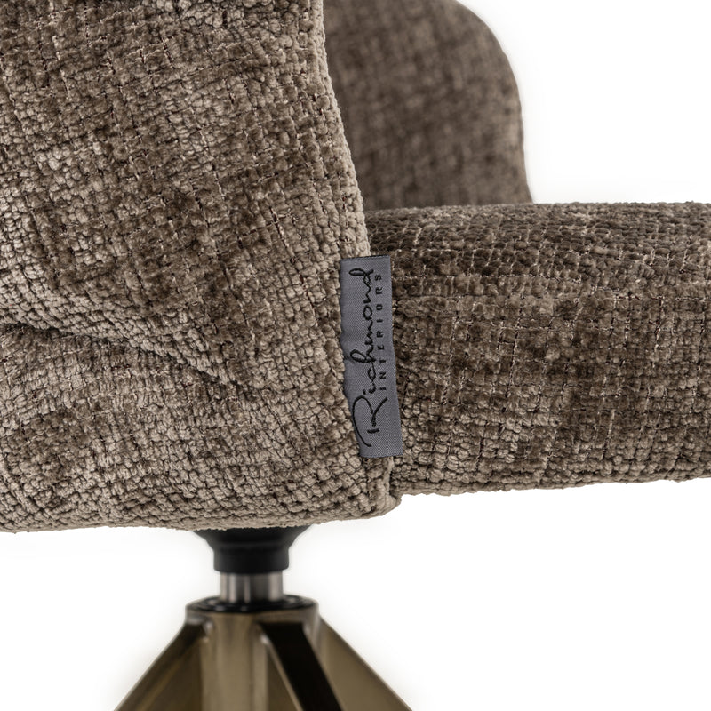 Esszimmerstuhl Zendaya Niagara Stone – Drehstuhl mit Chenille-Bezug