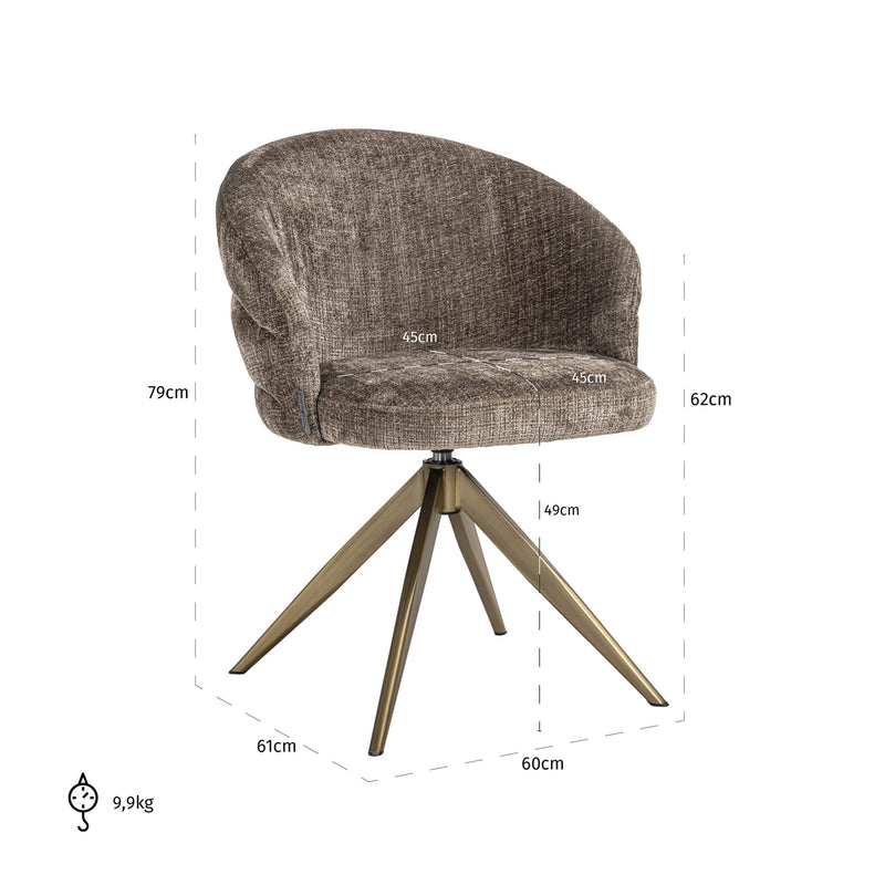 Esszimmerstuhl Zendaya Niagara Stone – Drehstuhl mit Chenille-Bezug