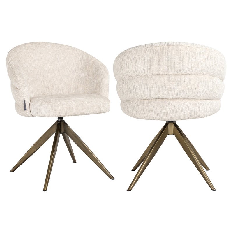 Esszimmerstuhl Zendaya in Niagara Beige – drehbar, Chenille-Bezug