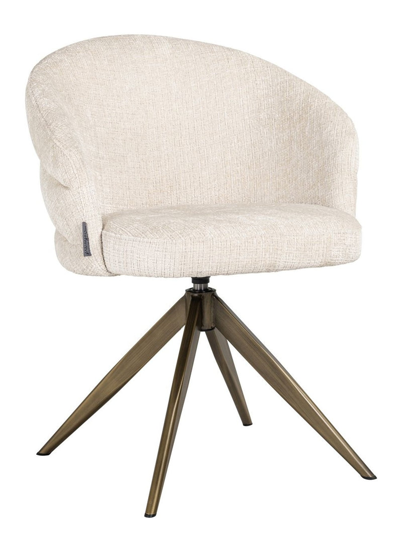 Esszimmerstuhl Zendaya in Niagara Beige – drehbar, Chenille-Bezug