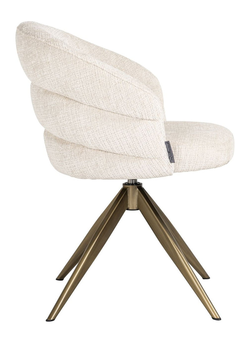 Esszimmerstuhl Zendaya in Niagara Beige – drehbar, Chenille-Bezug