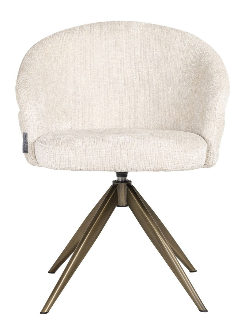 Esszimmerstuhl Zendaya in Niagara Beige – drehbar, Chenille-Bezug