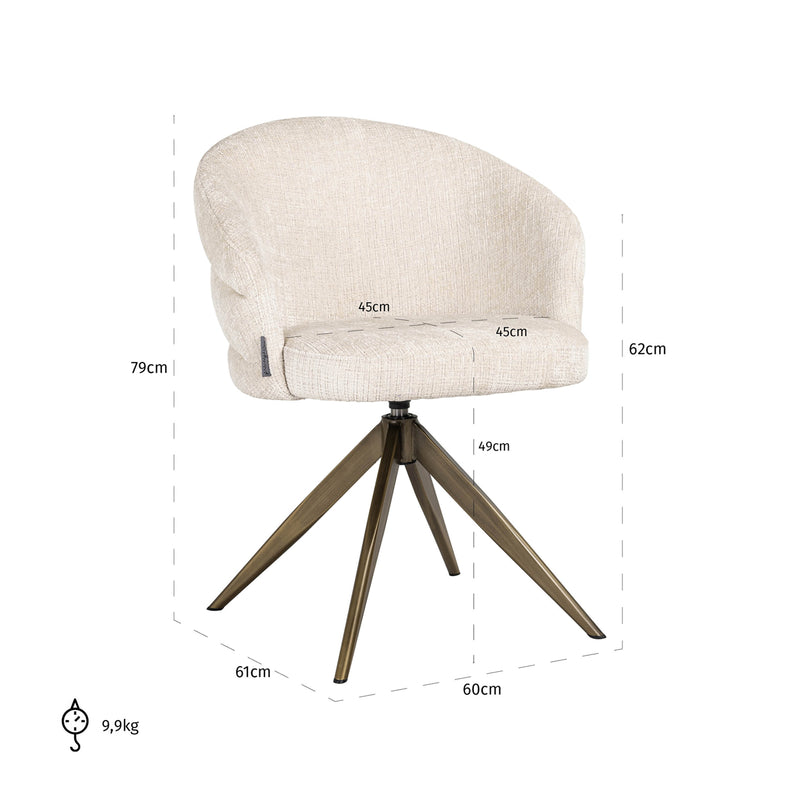 Esszimmerstuhl Zendaya in Niagara Beige – drehbar, Chenille-Bezug
