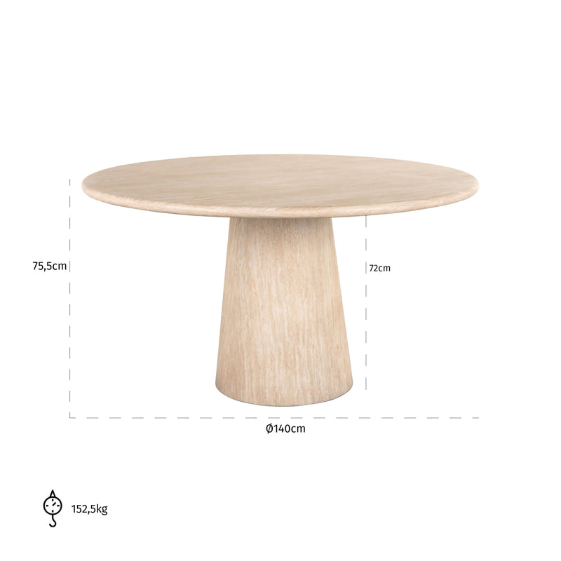 Esstisch Fictus Ø140 cm Faux Travertin beige – Richmond Interiors