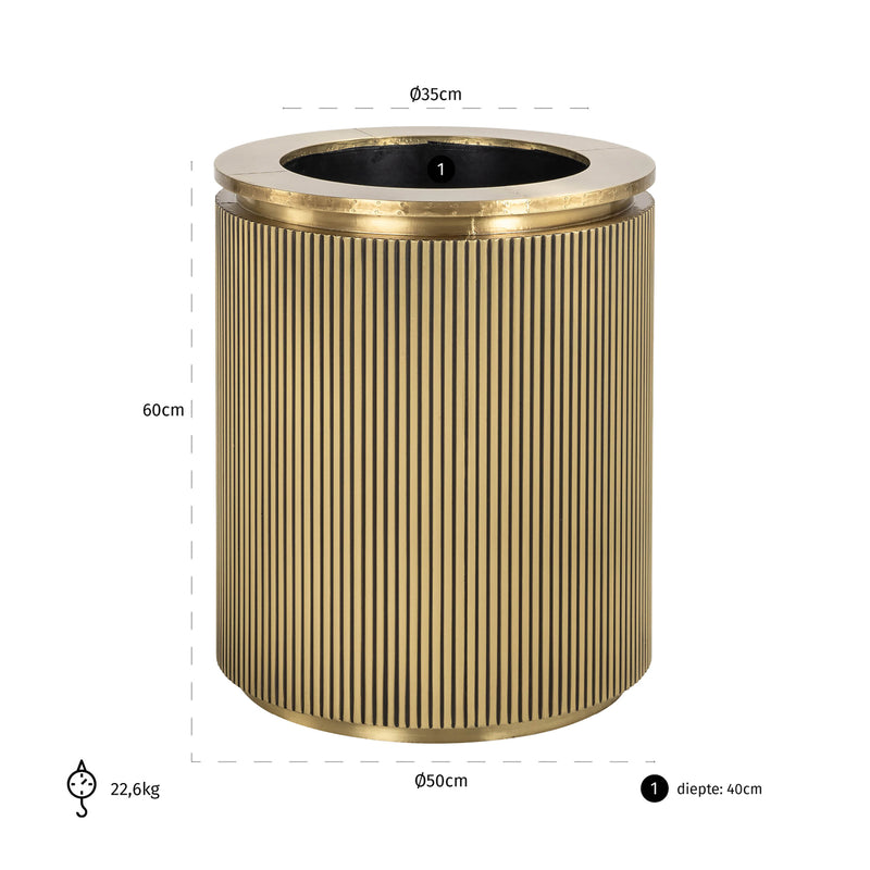 Pflanzgefäß Ironville 50Ø gold – Blumentopf mit Messingverkleidung