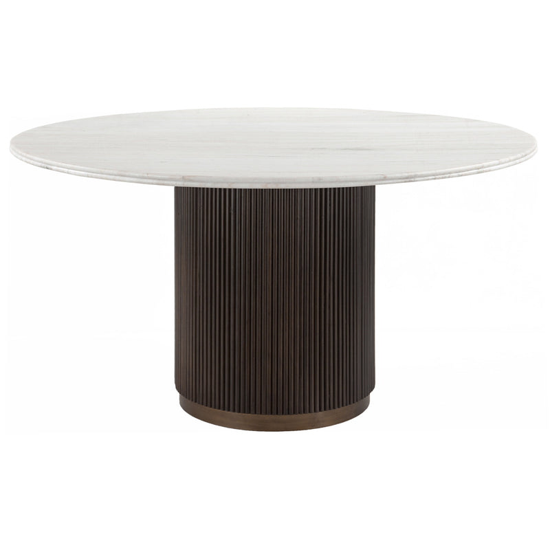 Esstisch Mayfield 140Ø rund - Marmor, Mangoholz & Messing