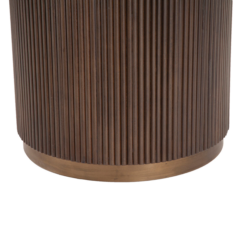 Esstisch Mayfield 140Ø rund - Marmor, Mangoholz & Messing