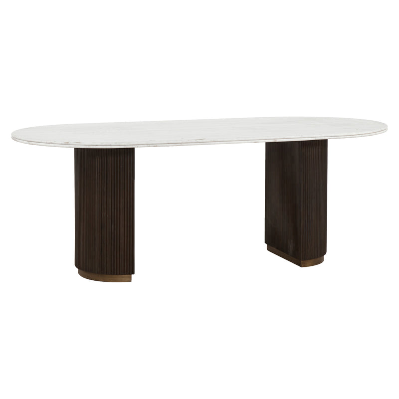 Esstisch Mayfield 210 cm mit Marmorplatte, Mangoholz & Messing