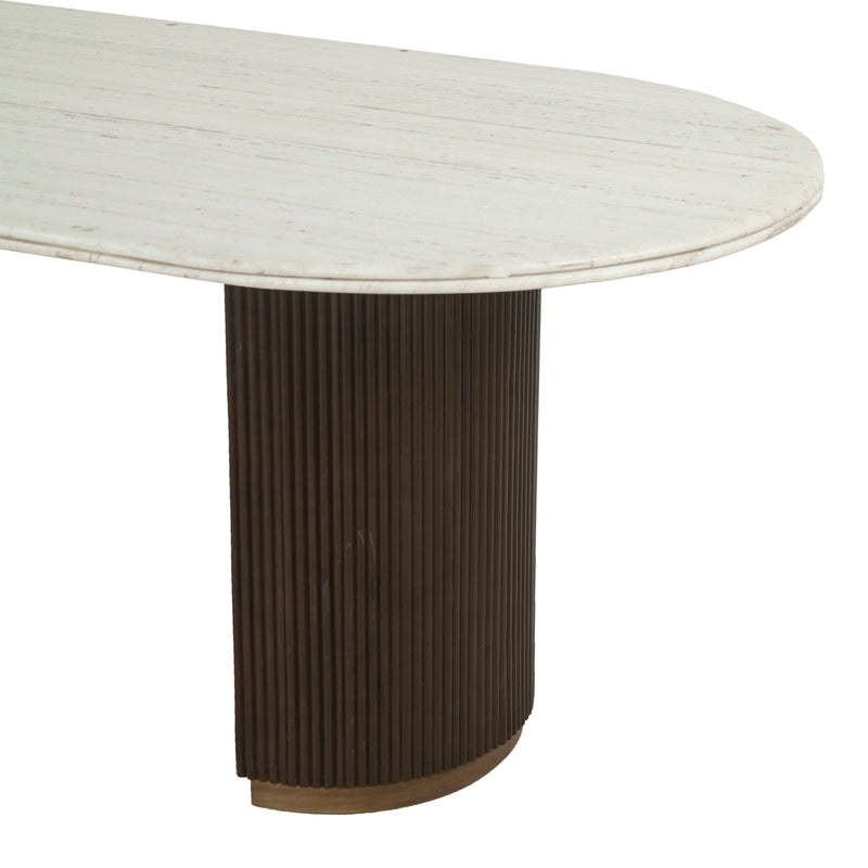 Esstisch Mayfield 210 cm mit Marmorplatte, Mangoholz & Messing