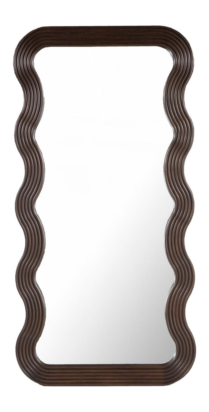 Spiegel Mayfield braun mit wellenförmigem Mangoholz-Rahmen, 170x86 cm