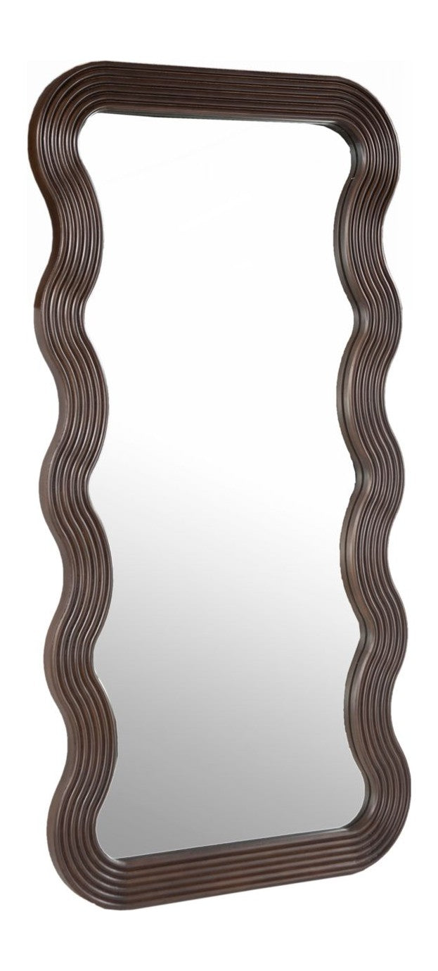 Spiegel Mayfield braun mit wellenförmigem Mangoholz-Rahmen, 170x86 cm