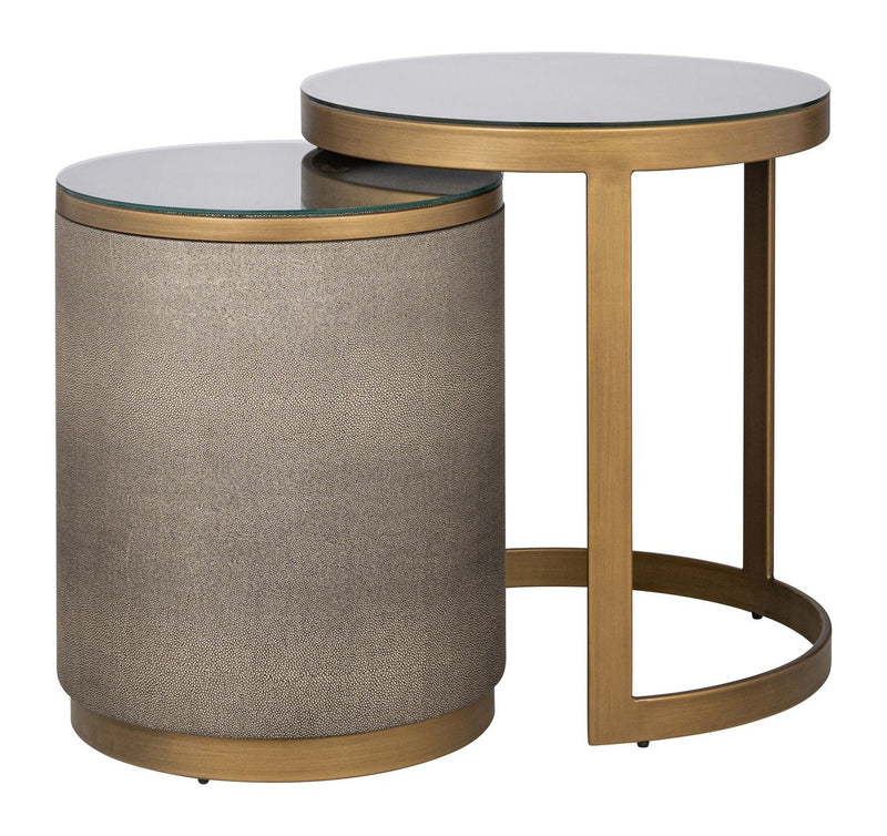 Beistelltisch Bloomville 2er-Set mit Glasplatte, brass shagreen