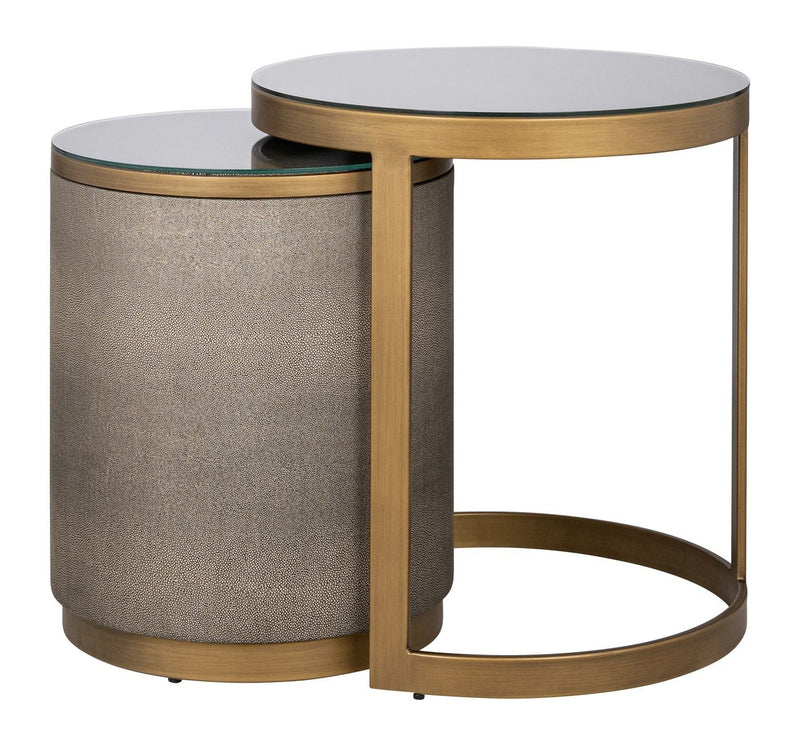 Beistelltisch Bloomville 2er-Set mit Glasplatte, brass shagreen
