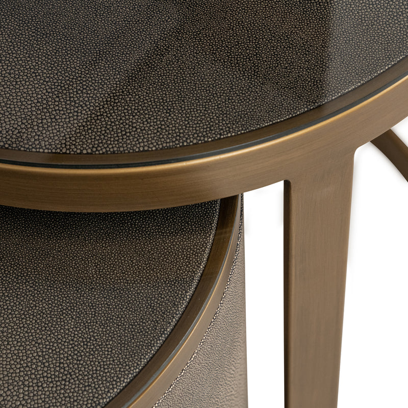 Beistelltisch Bloomville 2er-Set mit Glasplatte, brass shagreen