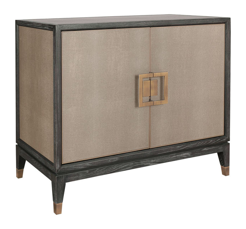 Sideboard Bloomville Brass Shagreen – Eiche & PU-Leder, 2-türig