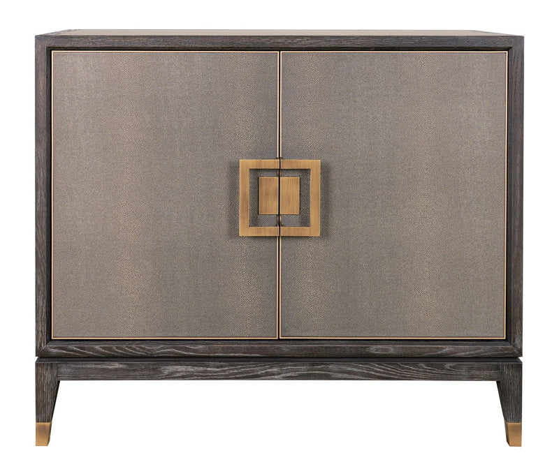 Sideboard Bloomville Brass Shagreen – Eiche & PU-Leder, 2-türig