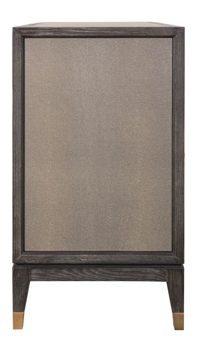 Sideboard Bloomville Brass Shagreen – Eiche & PU-Leder, 2-türig