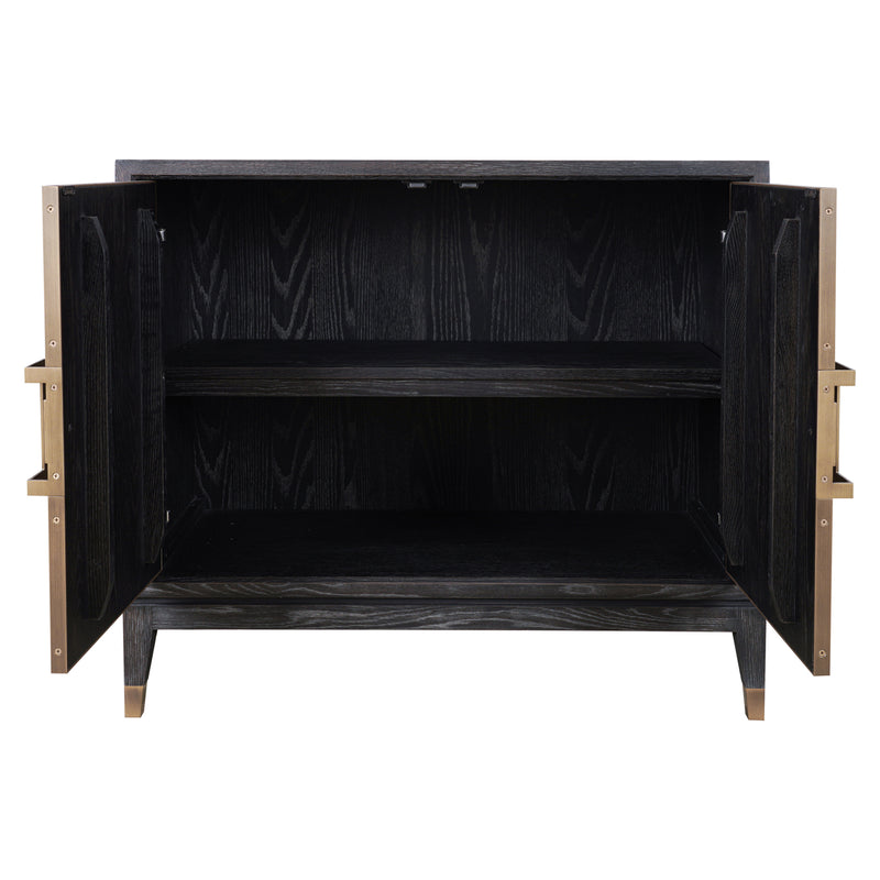 Sideboard Bloomville Brass Shagreen – Eiche & PU-Leder, 2-türig