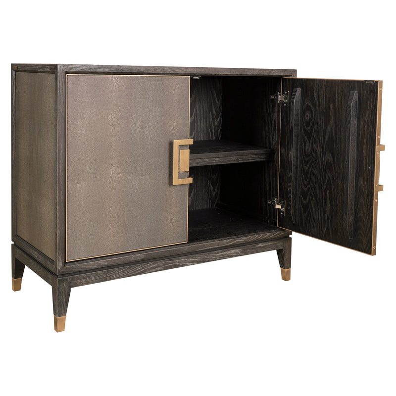 Sideboard Bloomville Brass Shagreen – Eiche & PU-Leder, 2-türig