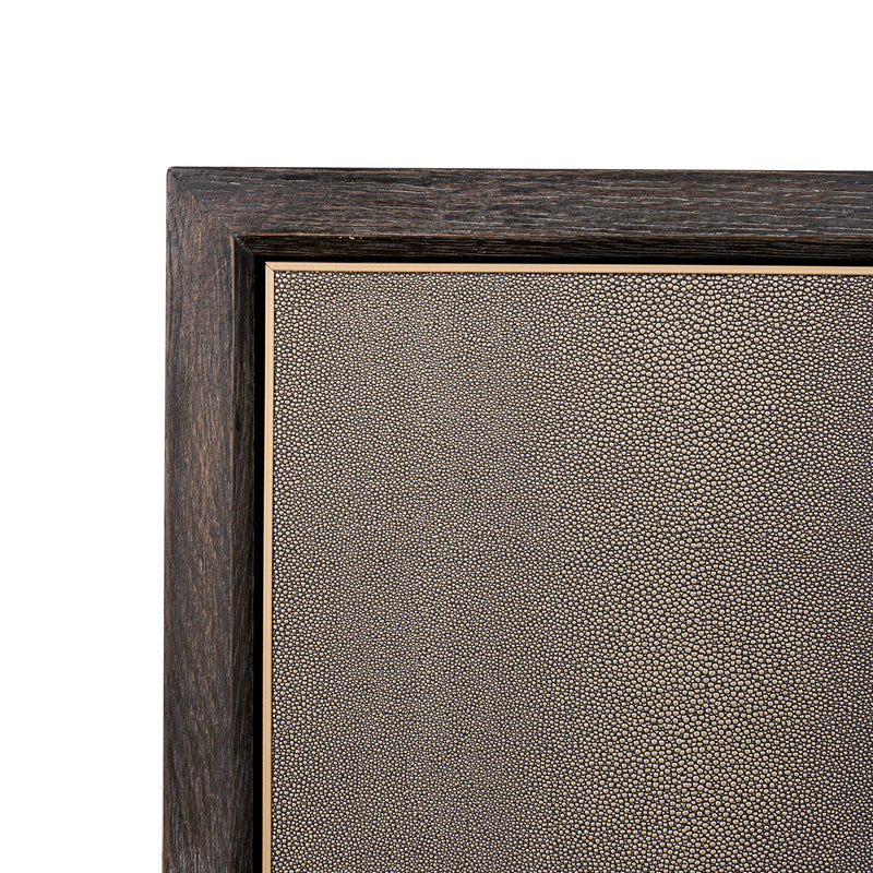 Sideboard Bloomville Brass Shagreen – Eiche & PU-Leder, 2-türig