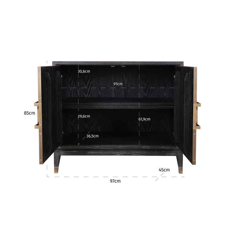 Sideboard Bloomville Brass Shagreen – Eiche & PU-Leder, 2-türig