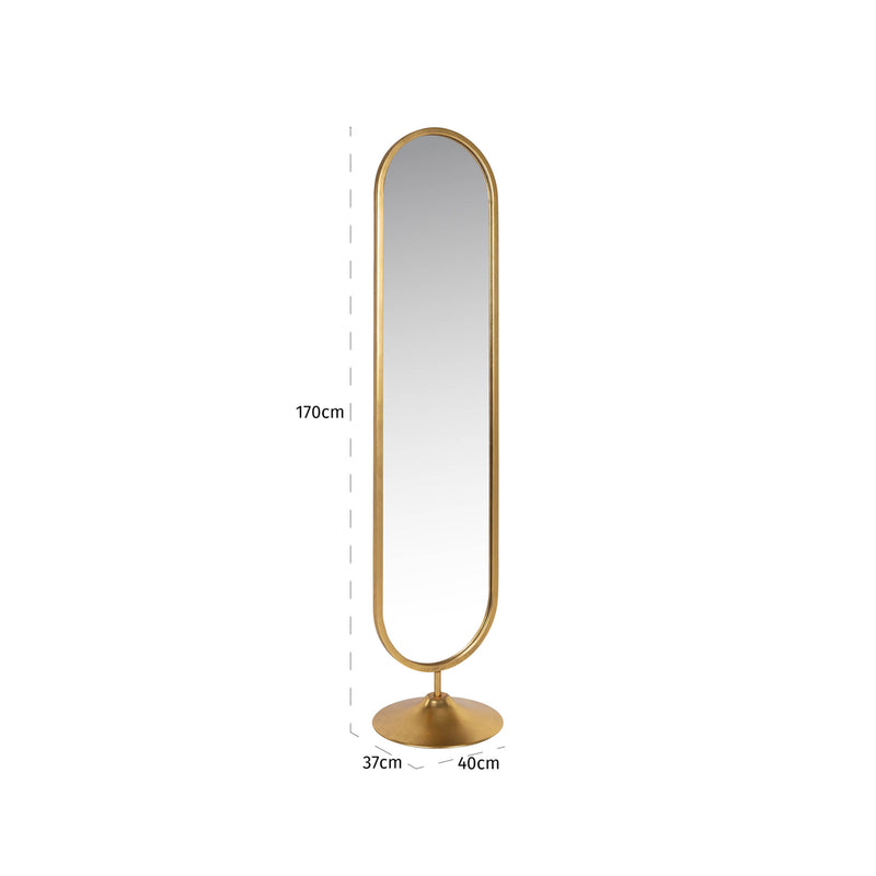 Standspiegel Moya gold, 170 cm – schlankes Gestell fürs Schlafzimmer