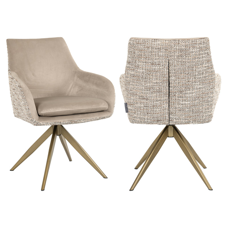 Esszimmerstuhl Lisonne Drehstuhl trendy nature mit goldenem Metallfuß