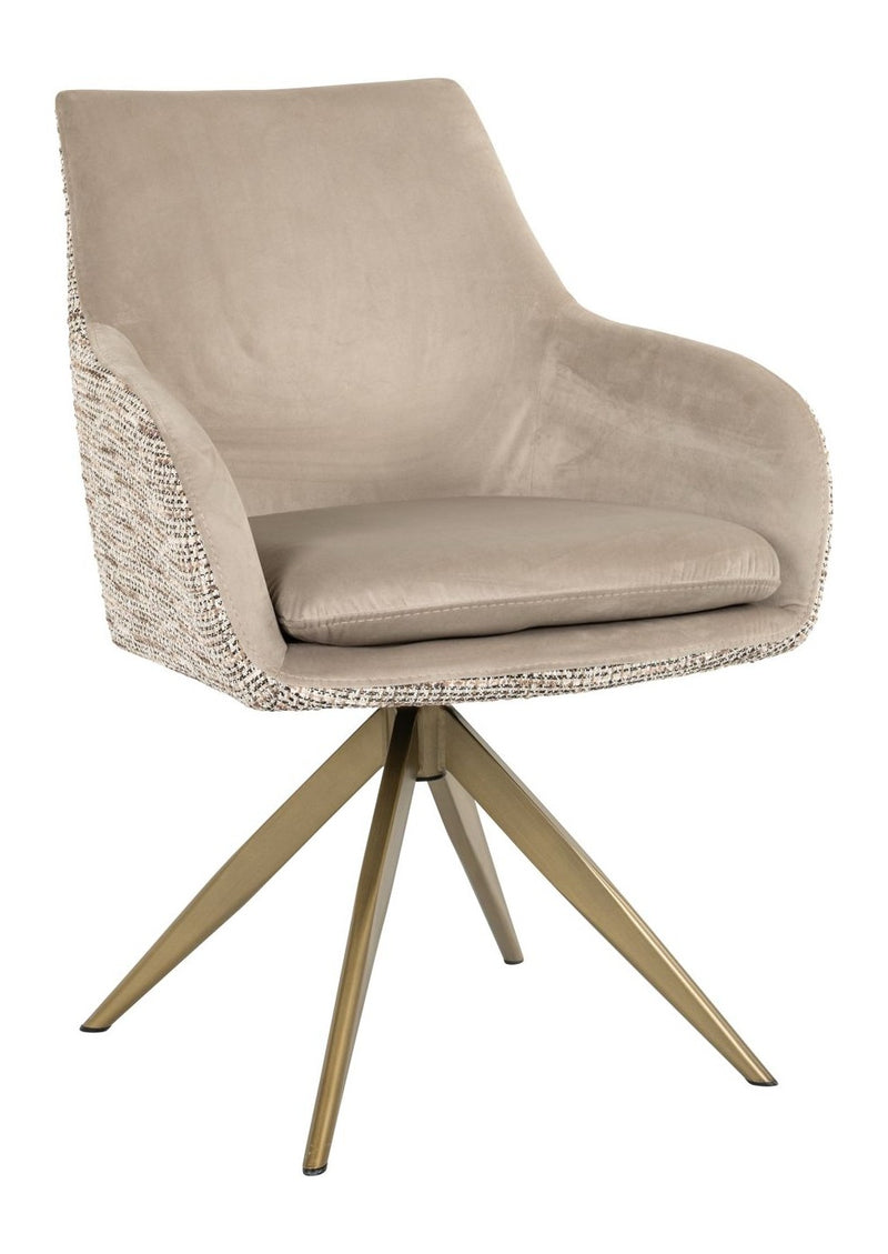 Esszimmerstuhl Lisonne Drehstuhl trendy nature mit goldenem Metallfuß