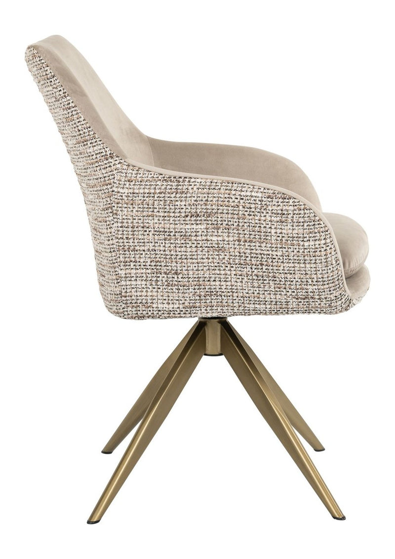 Esszimmerstuhl Lisonne Drehstuhl trendy nature mit goldenem Metallfuß